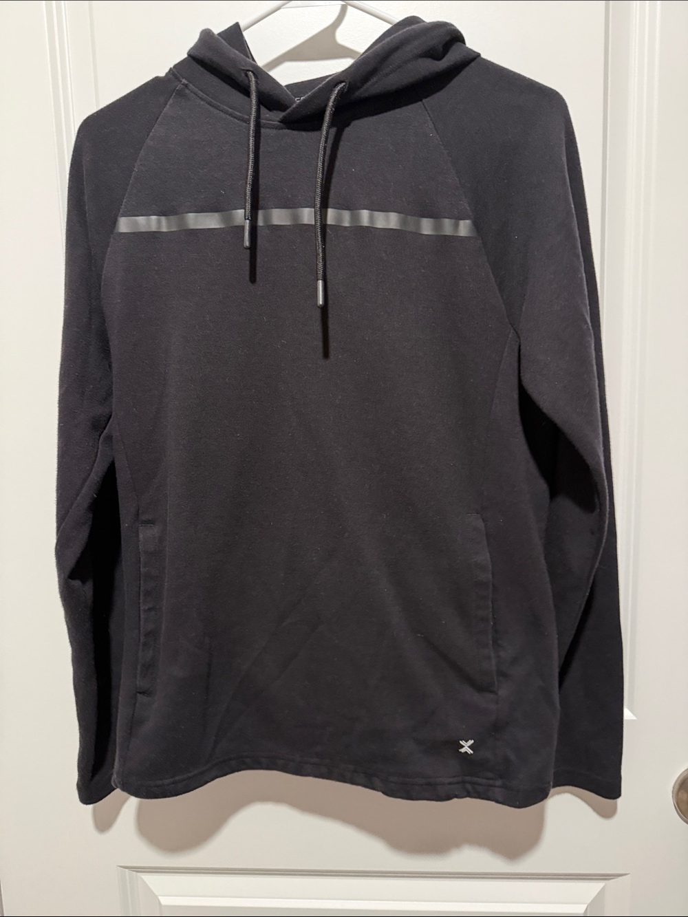 Xersion Black Pullover Hoodie with Reflective Chest Stripe